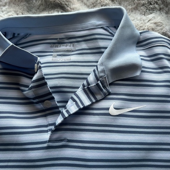 Nike Navy and White Striped Polo Shirt - Picture 3 of 4
